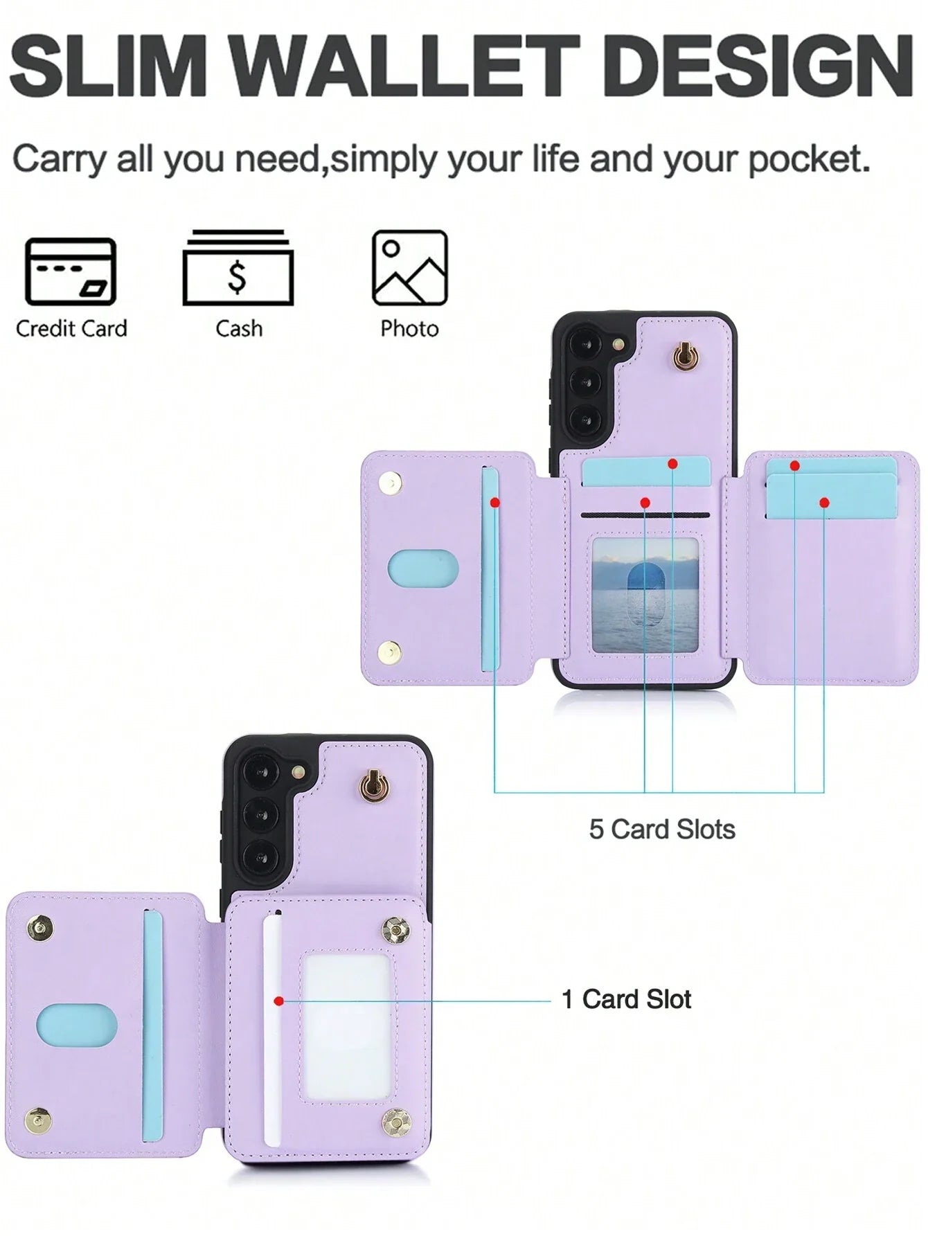Luxury Cross Body Zipper Card Wallet Samsung Case (with FREE Screen Protector)