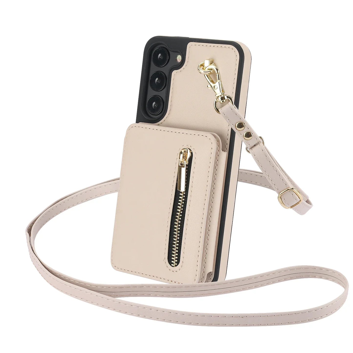 Luxury Cross Body Zipper Card Wallet Samsung Case (with FREE Screen Protector)