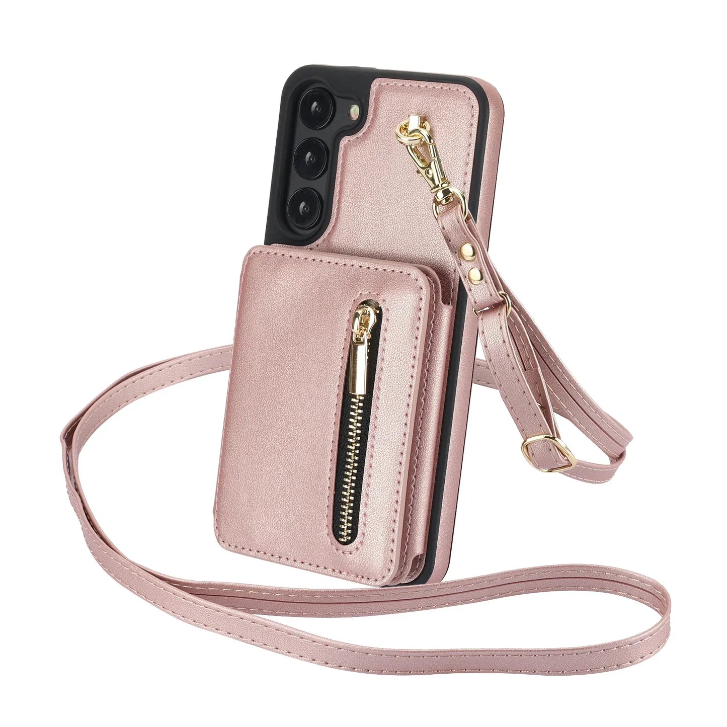 Luxury Cross Body Zipper Card Wallet Samsung Case (with FREE Screen Protector)