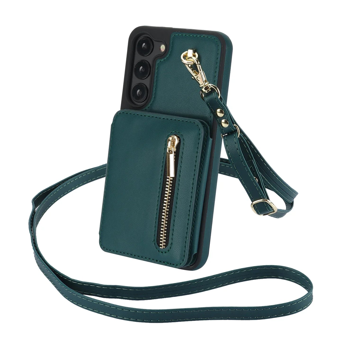 Luxury Cross Body Zipper Card Wallet Samsung Case (with FREE Screen Protector)