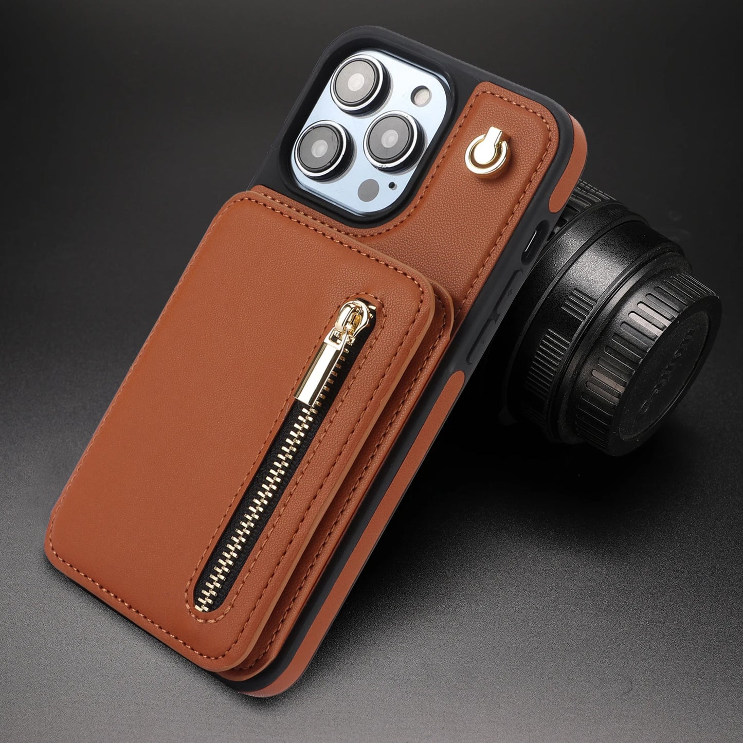 [New Colors] Luxury Cross Body Zipper Card Wallet iPhone Case