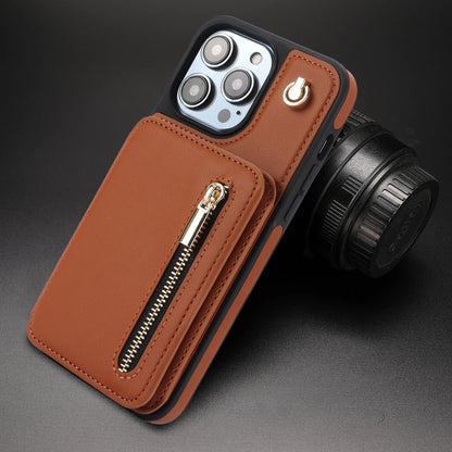 [New Colors] Luxury Cross Body Zipper Card Wallet iPhone Case